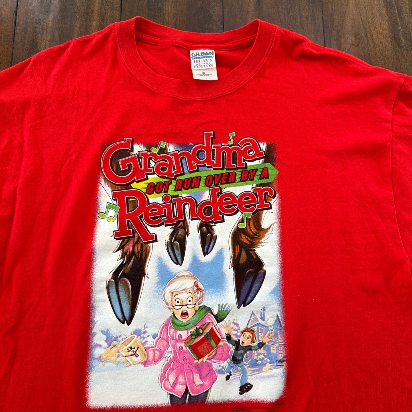 Christmas Grandma Got Ran Over By A Reindeer Vintage T Shirt Music Rap Movie TV