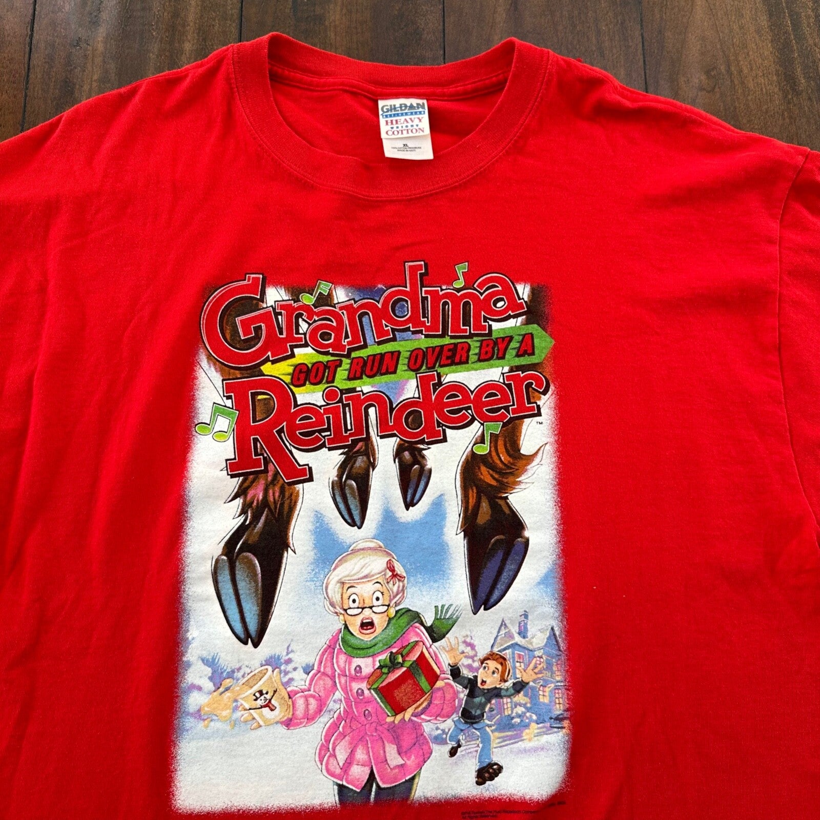 Christmas Grandma Got Ran Over By A Reindeer Vintage T Shirt Music Rap Movie TV
