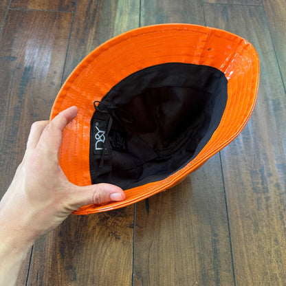 Y2K David & Young Women's Solid Rain Bucket Hat Orange VTG style 90s Cool Cap