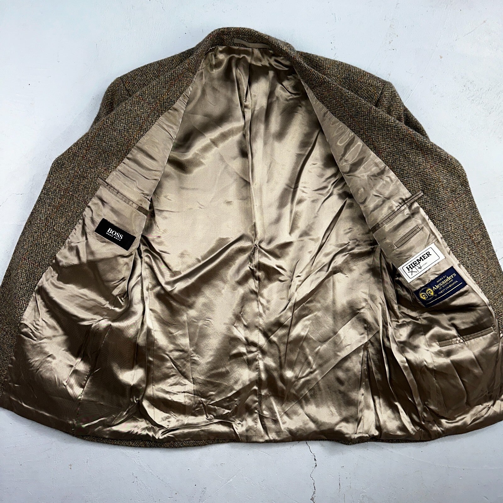 VTG Hugo Boss Alexander Scotland Wool 40 Short Sport Coat Blazer Jacket Tweed