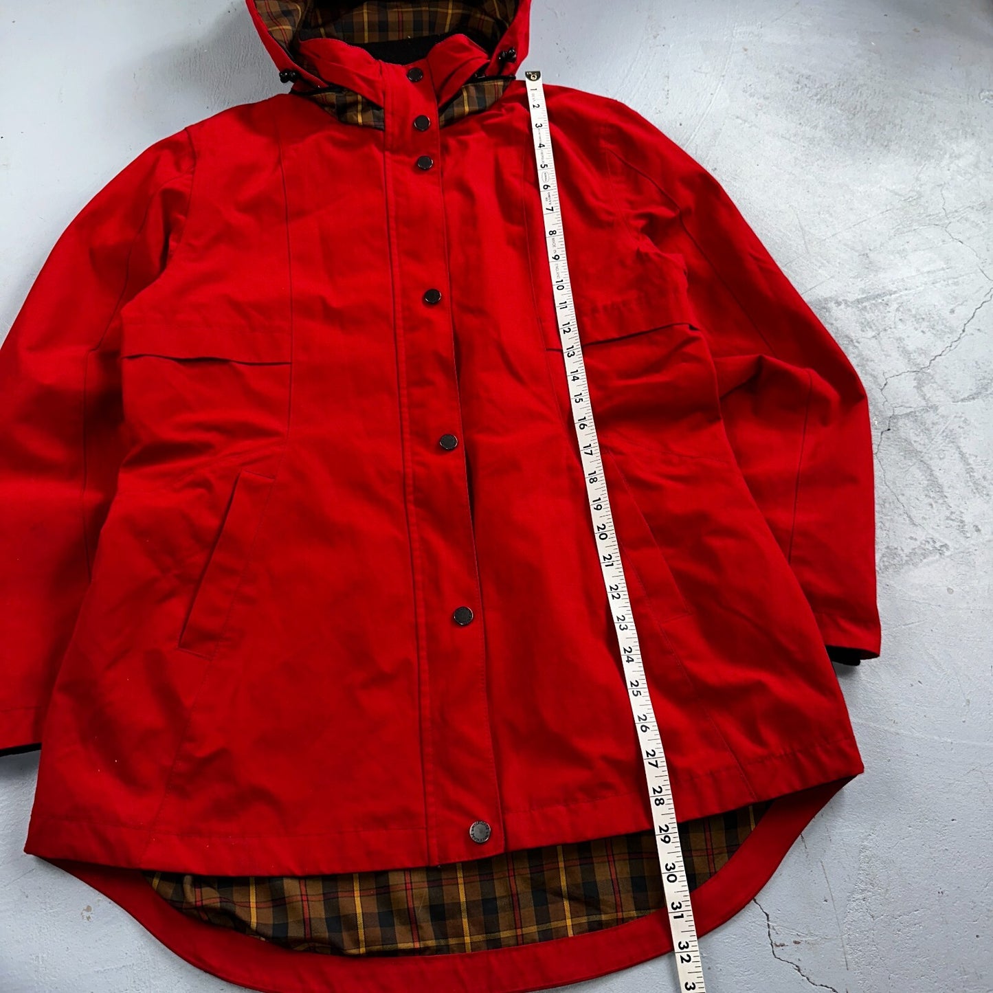 Pendleton Womens Medium Full Zip Hooded Plaid Lined Outdoor Jacket VTG Style Red