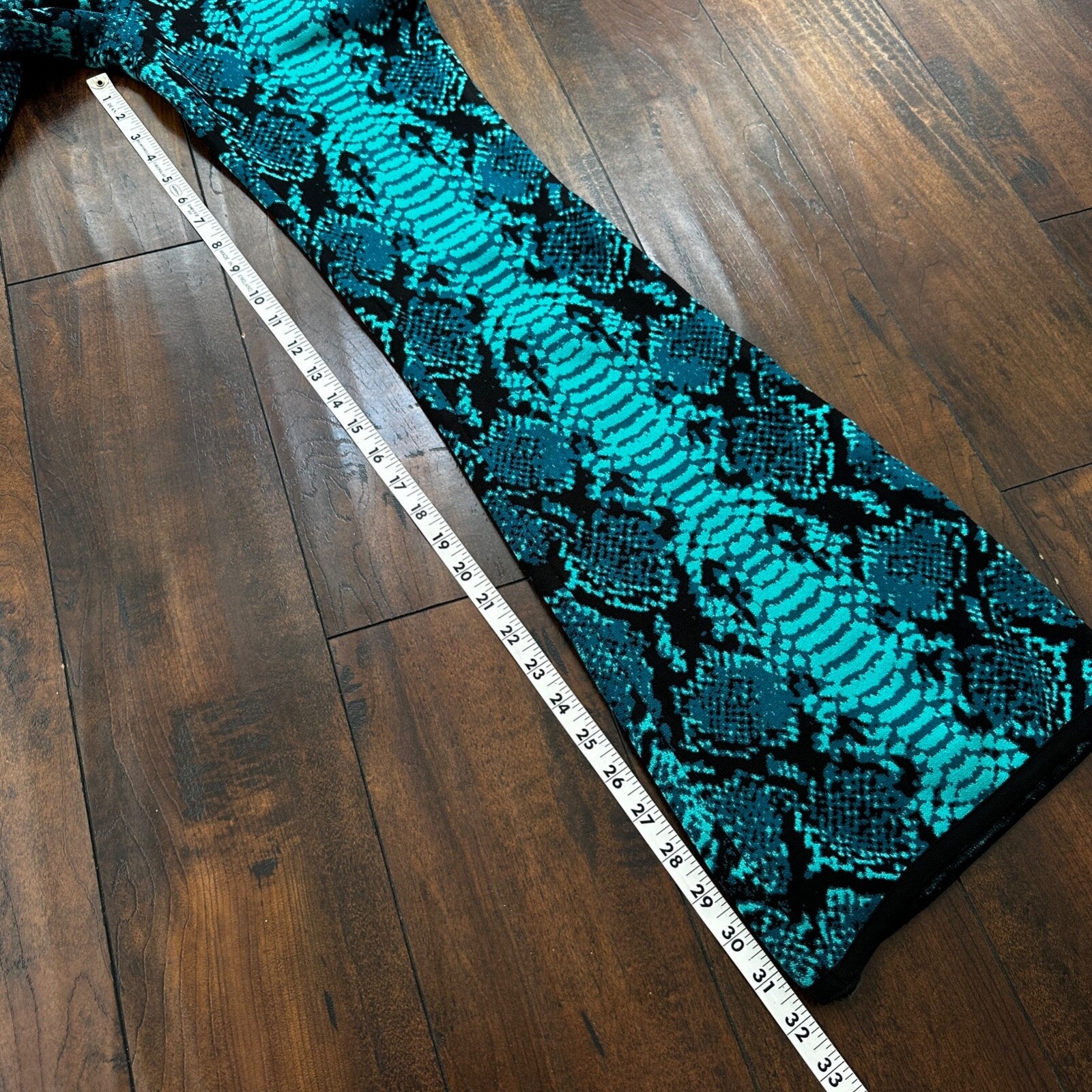 Vintage Yoga Crazy Print Hippie Boot Cut Beach Teal Green Black Gym 90s Y2K