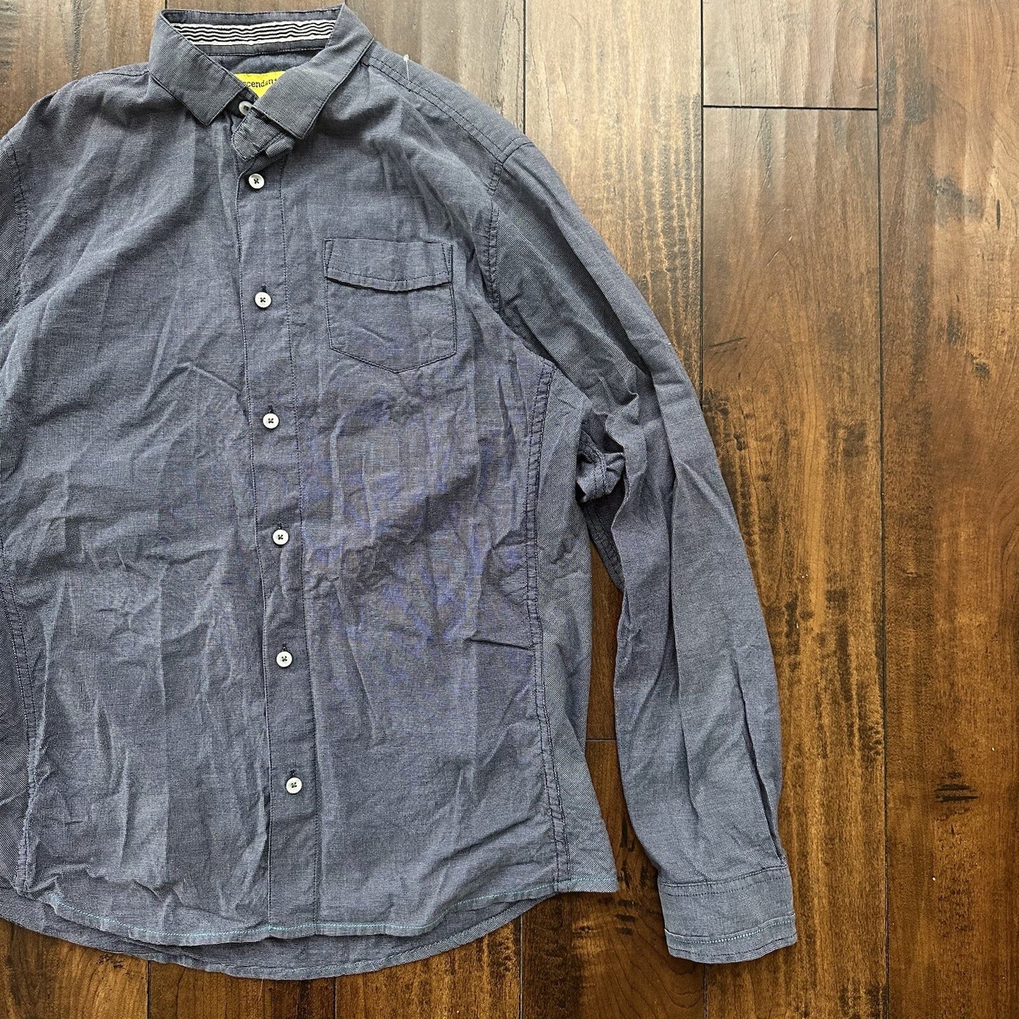 Descendant Of Thieves Shirt Mens Large Button Up Black White Stripe Casual Adult