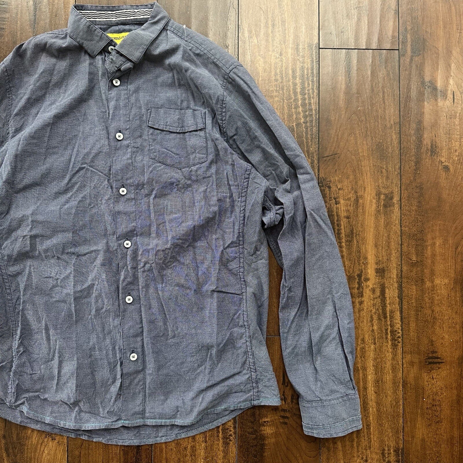 Descendant Of Thieves Shirt Mens Large Button Up Black White Stripe Casual Adult