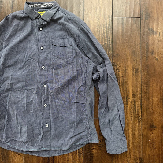 Descendant Of Thieves Shirt Mens Large Button Up Black White Stripe Casual Adult