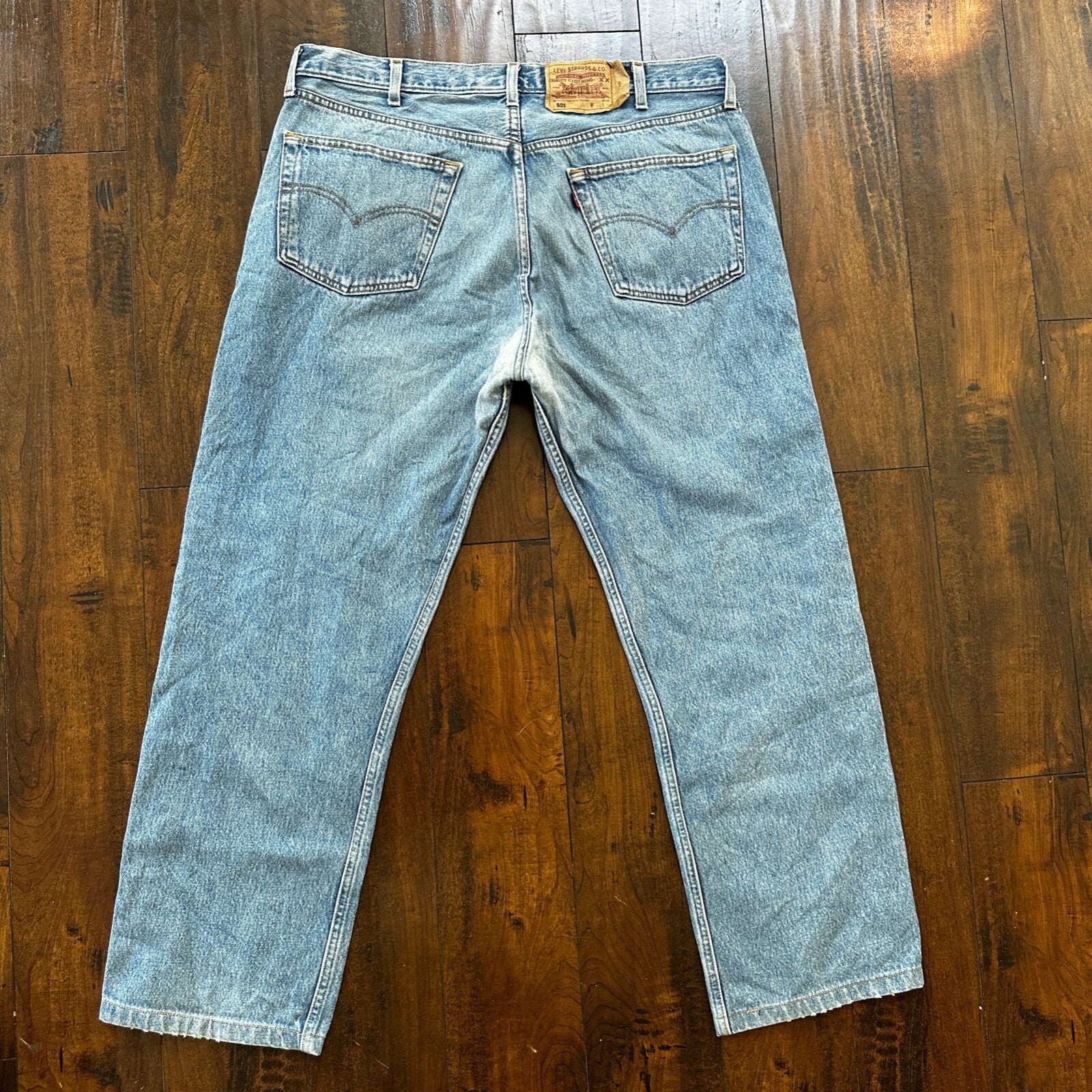 Levis 501 Vintage 90s Straight Leg XX Belgium Jeans 40x36 Light Wash Act 36x30