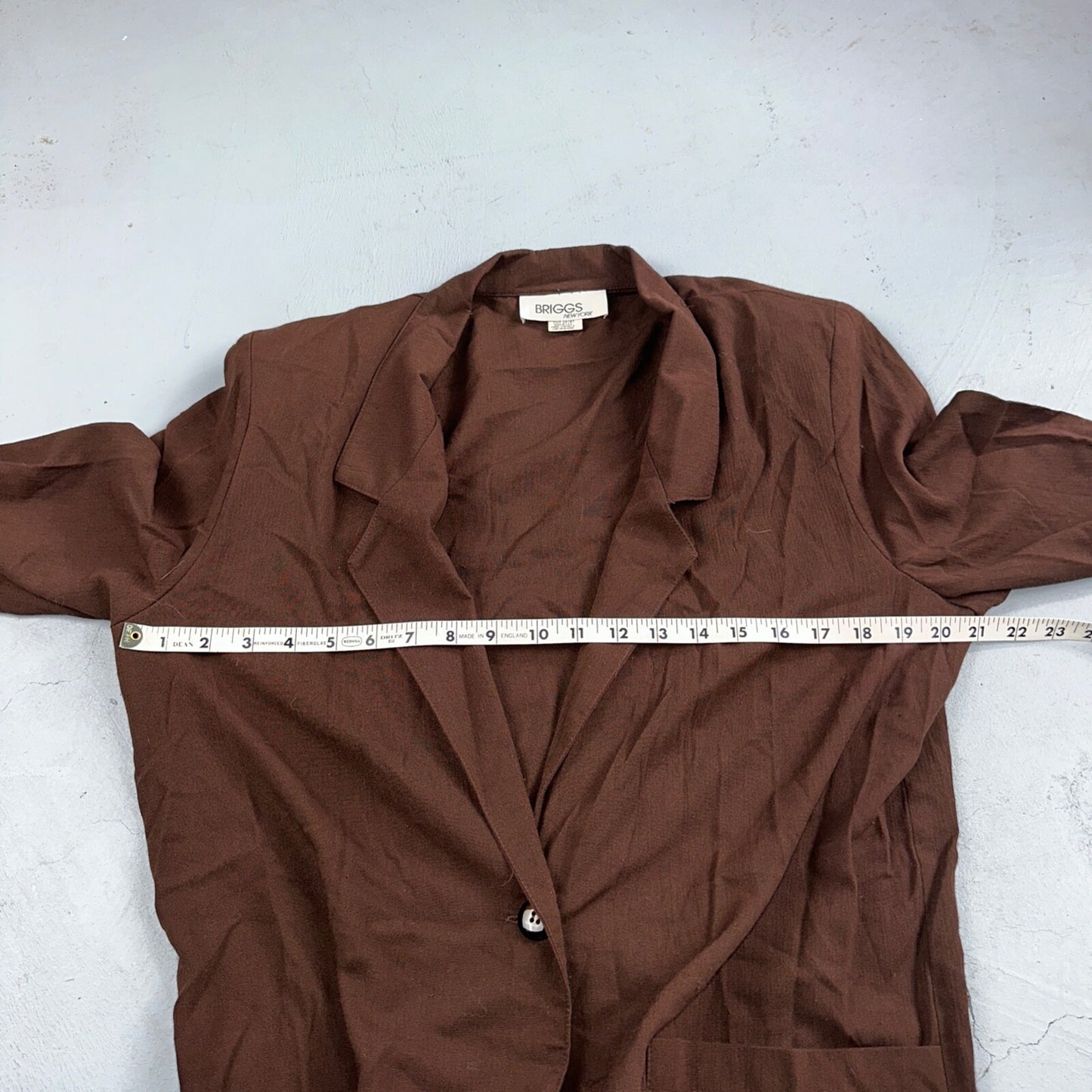 Briggs New York 2 Pc Womens 12 Brown Stretch Pants Blazer Vintage USA 80s