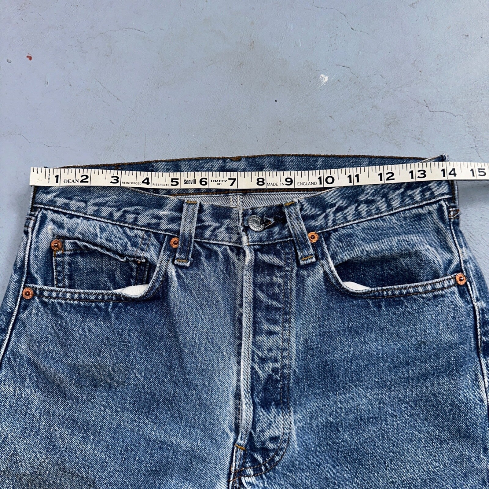 Levis 501 Vintage 80s Redline Selvedge USA XX Jeans Light Wash Stained Act 28X33