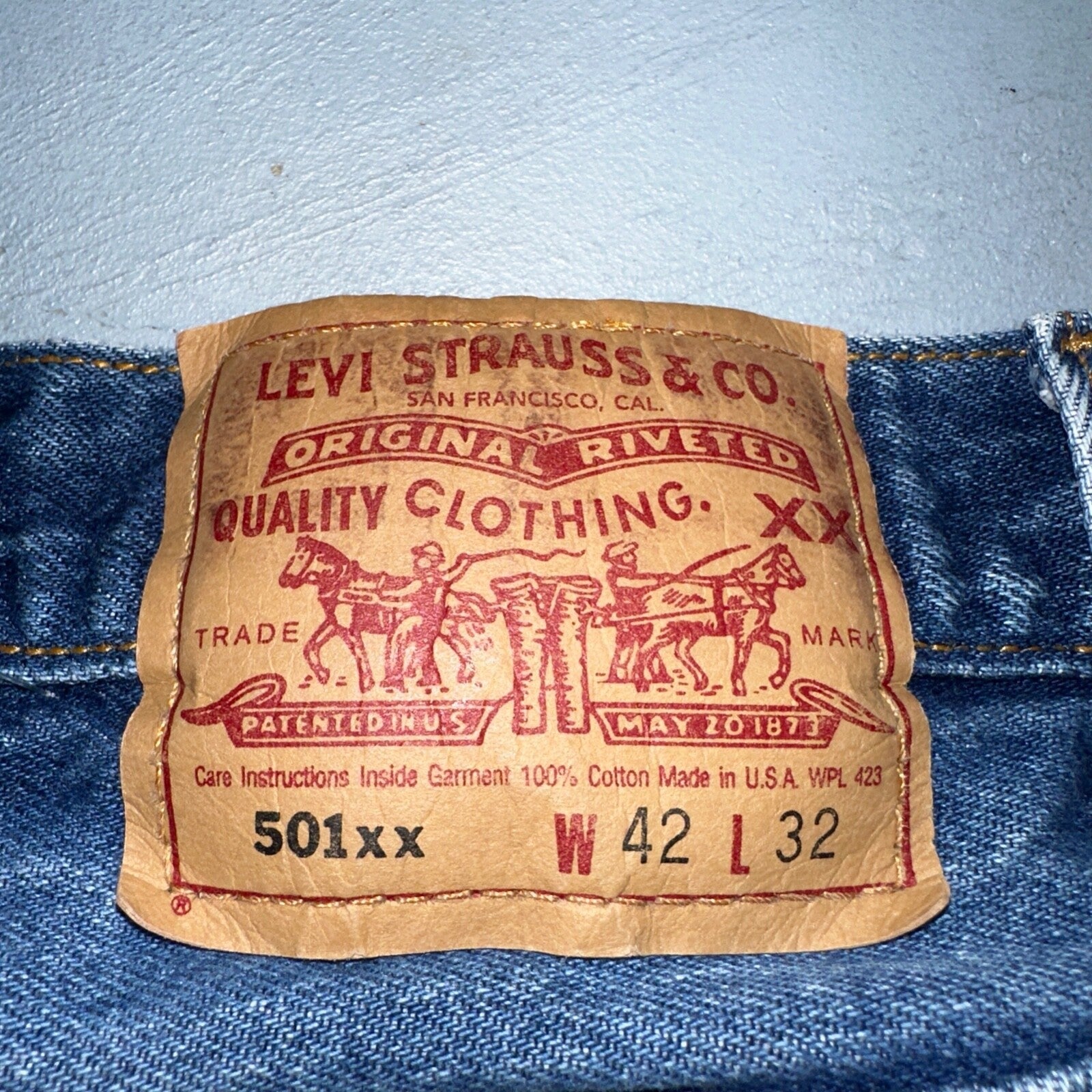 Levis 501 Vintage 90s USA XX Straight Leg Jeans Blue Med Wash 42x32 Act 38x27
