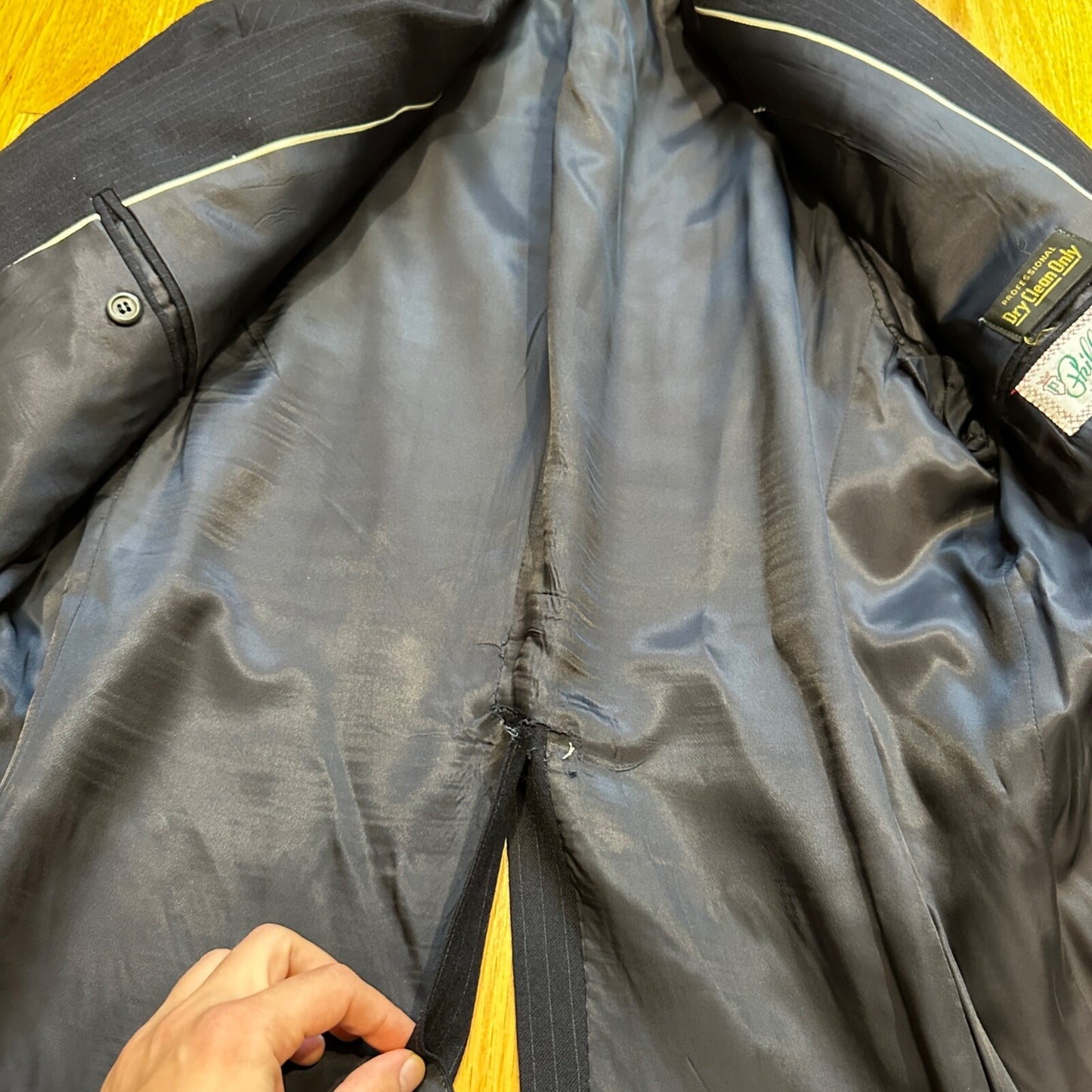 1960s 1970s Navy USA Sport Jacket VTG Mens Suit 46 Rockabilly Stripe Plaid