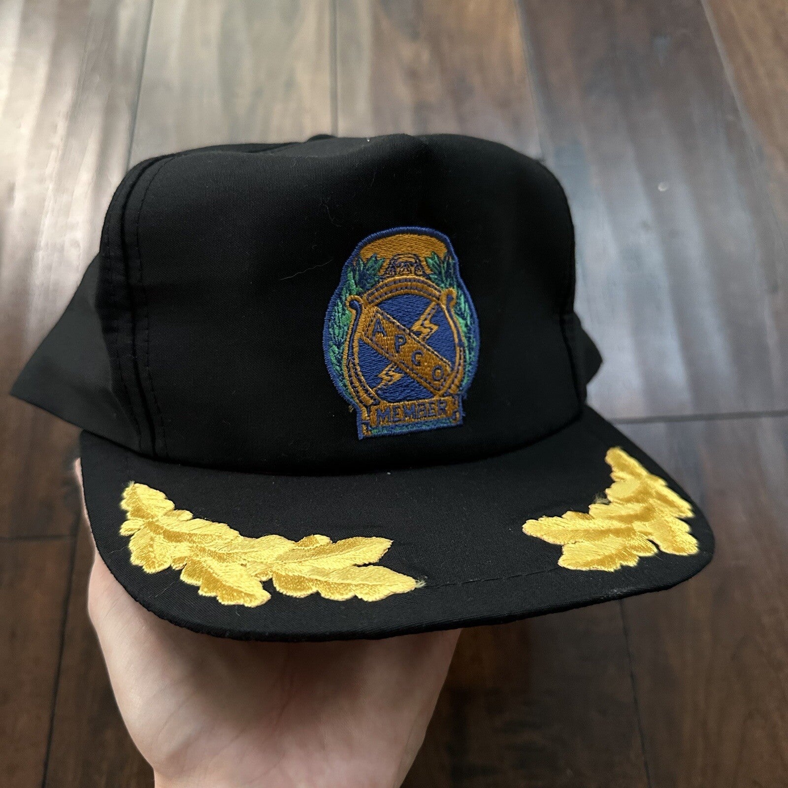 APCO Member Vintage Hat Cap Snapback Cool Metal Music Oregon 80s Black Gold