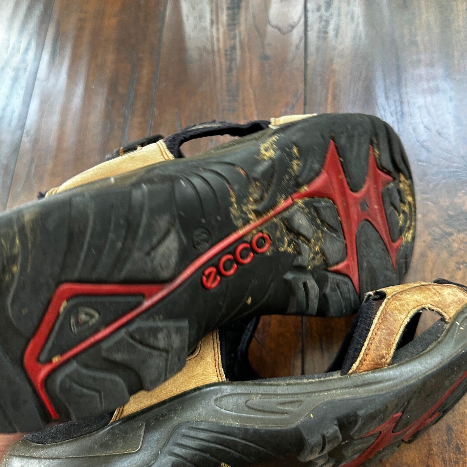 ECCO Yukatan Receptor Brown Leather Sport Sandal Shoes Mens EU 44