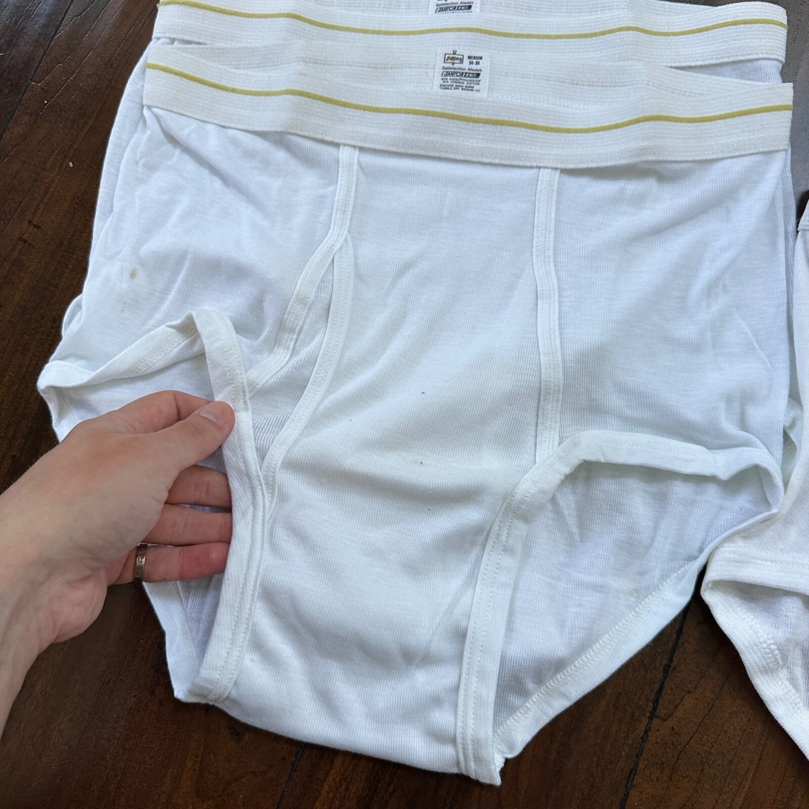 BVD Briefs Men Size 36 White Cotton Stripes 3 Pair VTG USA Lot 1970s 70s M