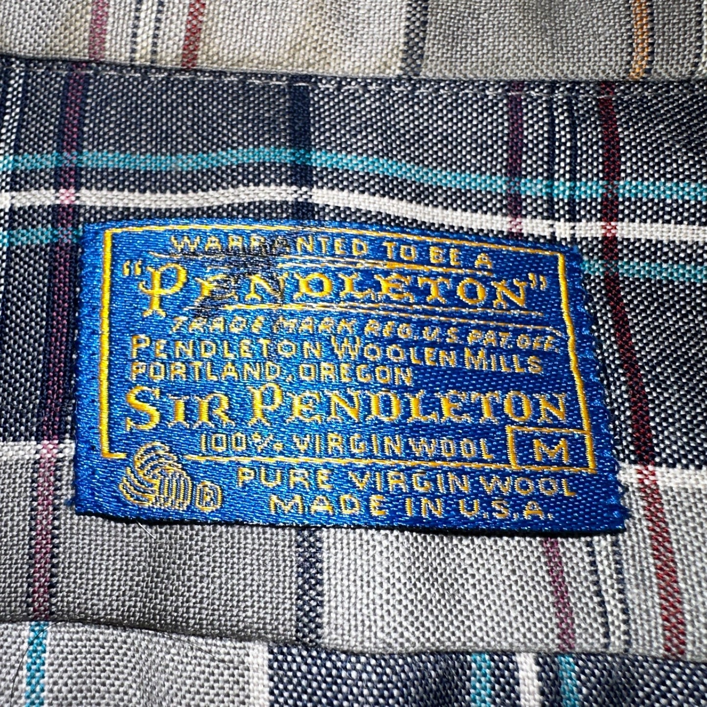 Pendleton Shirt M Blue VTG Virgin Wool Preppy Fireside 60s 70s Outdoors Mens