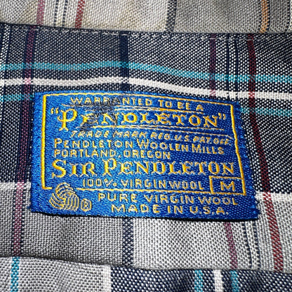 Pendleton Shirt M Blue VTG Virgin Wool Preppy Fireside 60s 70s Outdoors Mens
