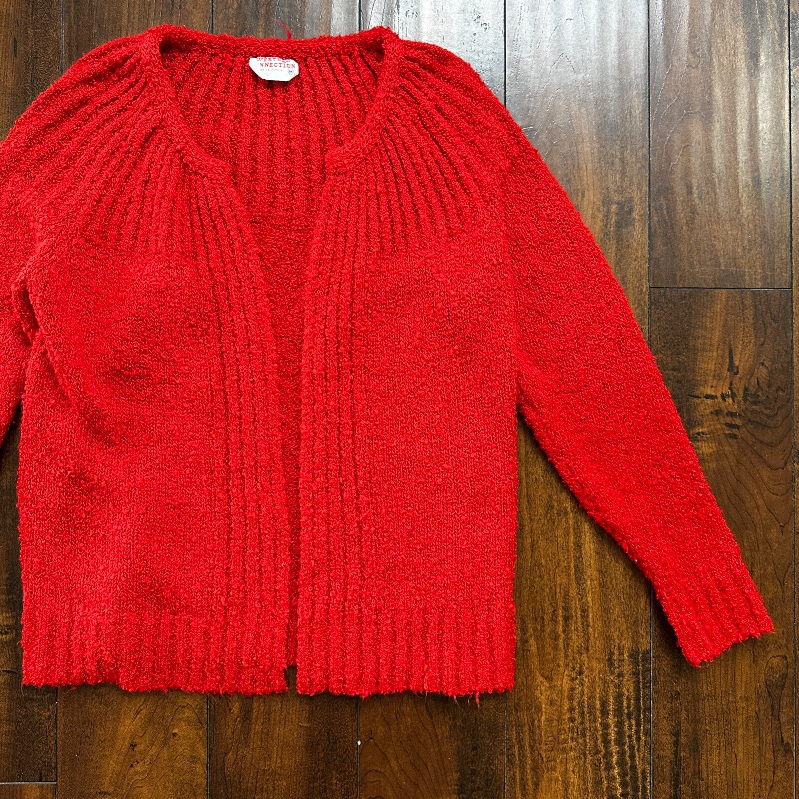 VTG Western Connection Sweater Red Women's M Rockabilly Terry Cotton Look
