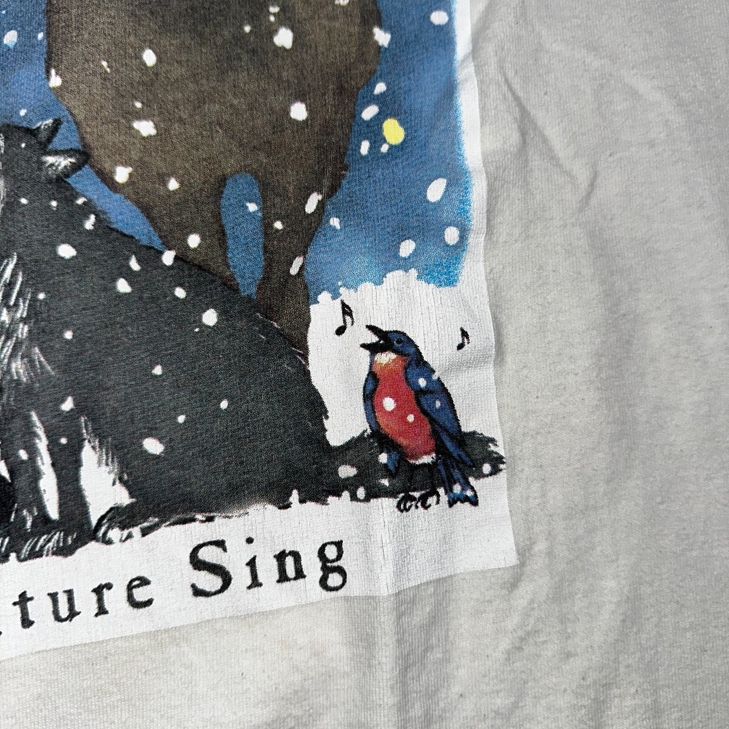 Animals Bear Moose Deer VTG T Shirt Heaven Nature Sing Family Christmas Hatley