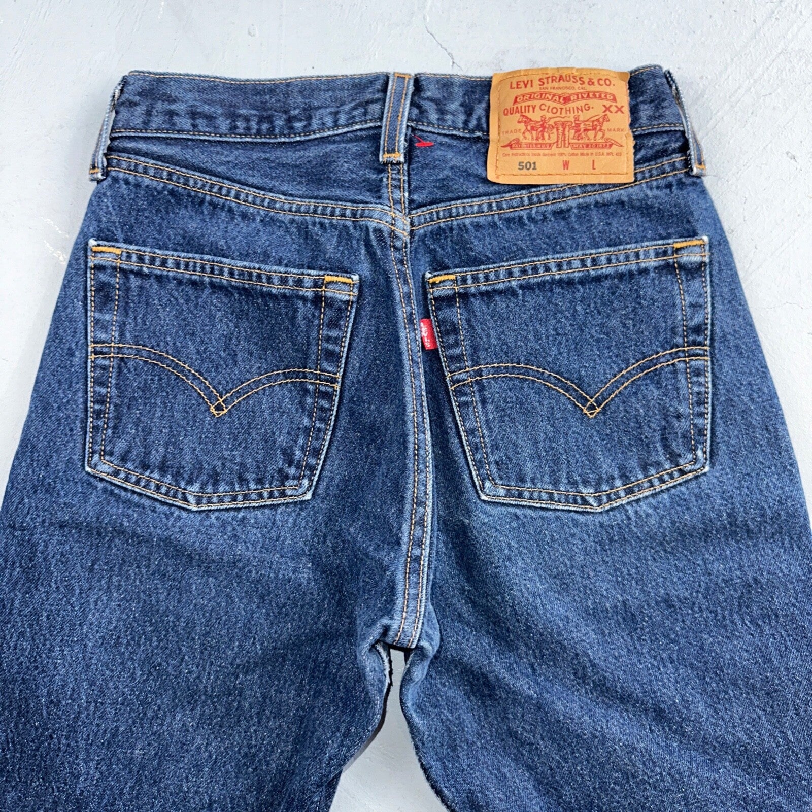 Levis 501 Vintage 90s USA XX Straight Leg Jeans Blue Dark Wash Act 24x29