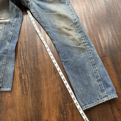 Levis 501 XX Big E True Vintage 60s Redline THRASHED Denim Jeans 1960s 27x26