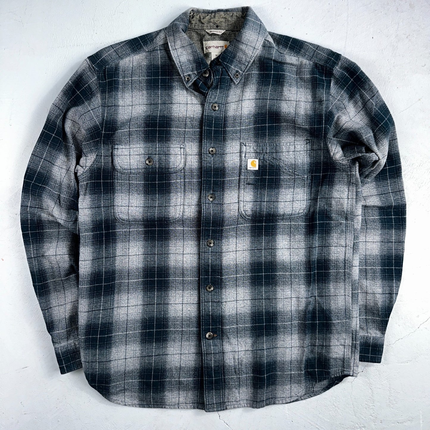 Carhartt M Regular Flannel Shirt Blue Down Grey Workwear Casual 102828 437