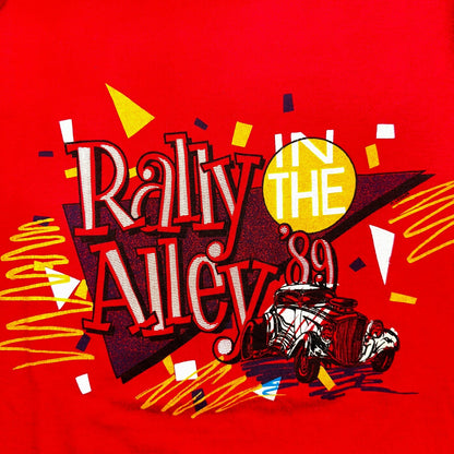 Rally Alley 1989 VTG T Shirt Screen Stars XL 80s Single Stitch Red Cars Security