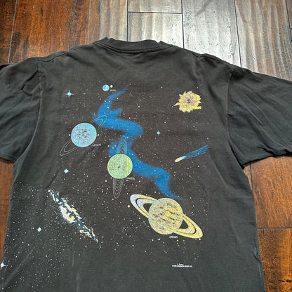 Galaxy Milky Way Earth 90s VTG T Shirt Single Stitch Saturn Planets Cool Space