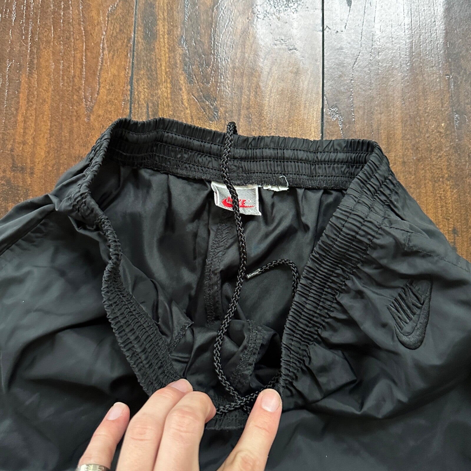 Nike VTG 90s Grey Tag Windpants Track Pants Ankle Zip Unlined Black S 1990s