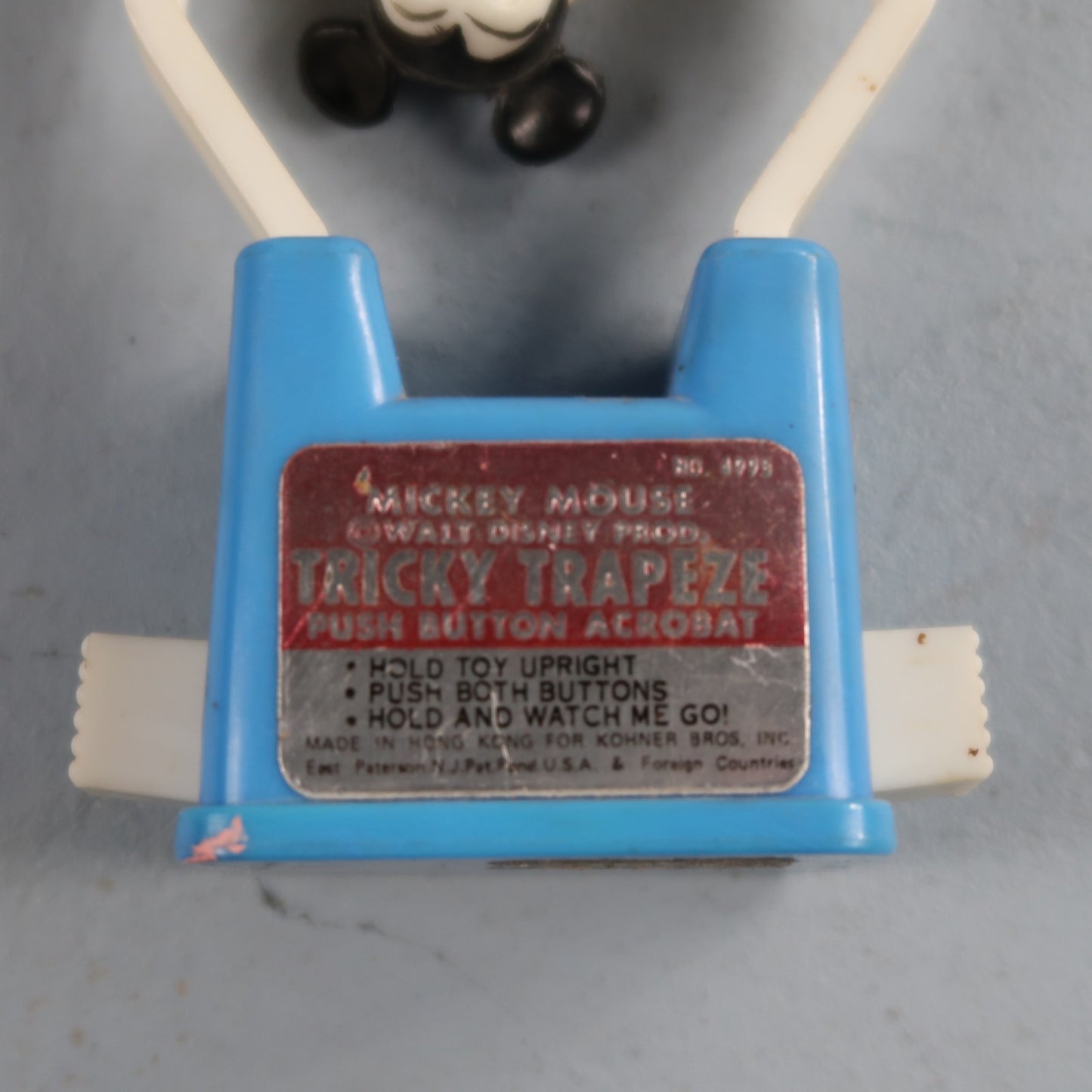 Kohner 1960 Mickey Mouse Tricky Trapeze Push Puppet Toy Vintage Disney No. 4995