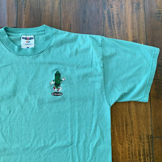 Crayola Crayons Vintage T Shirt Elementary School Nostalgia Green Cute Rap Band
