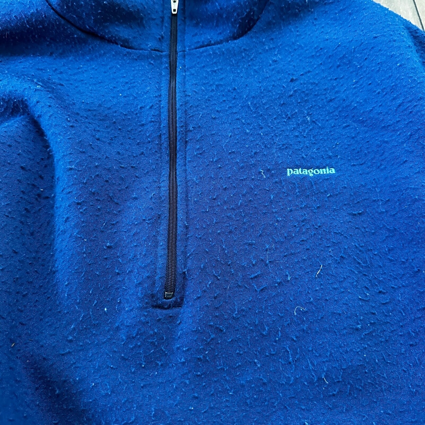 Vintage Patagonia Capilene Shirt Top 1/4 Zip w/ Collar Blue USA Made XL