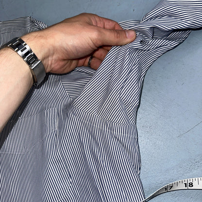 Polo Ralph Lauren Shirt 15.5 White Navy Striped USA Japan Button Up Long Sleeve