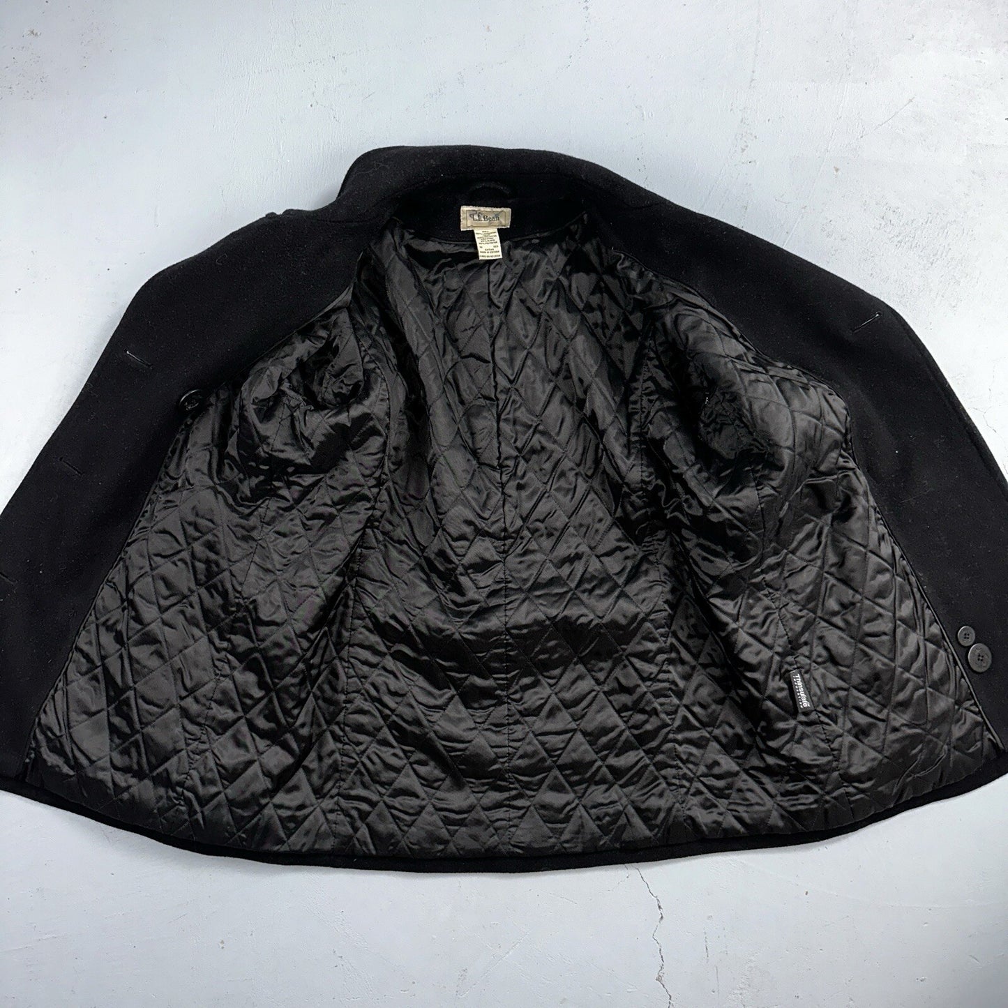 LL Bean Blue 100% Wool Pea Coat 3M Thinsulate Double Breasted Women’s Sz 10 VTG