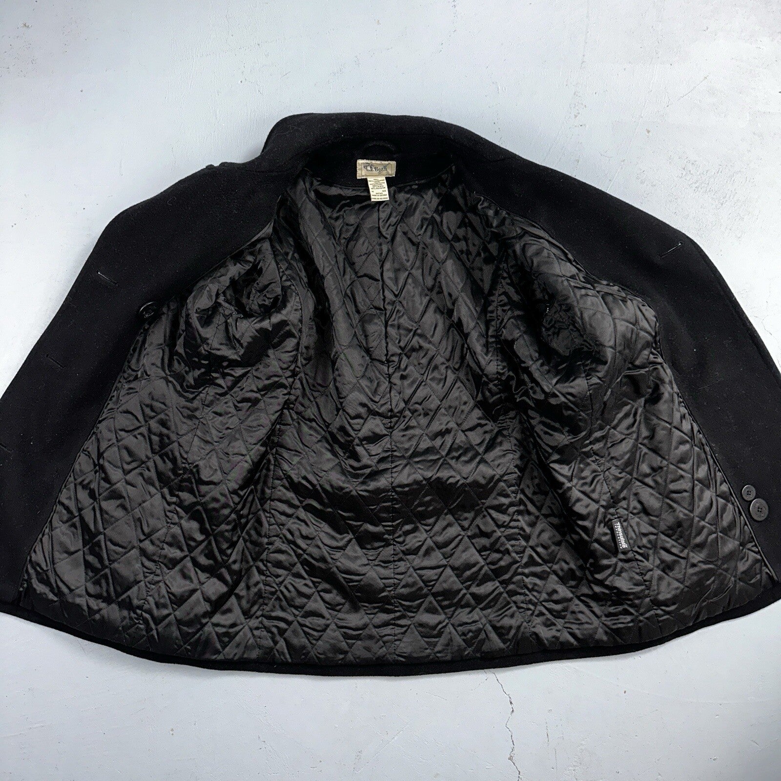 LL Bean Blue 100% Wool Pea Coat 3M Thinsulate Double Breasted Women’s Sz 10 VTG