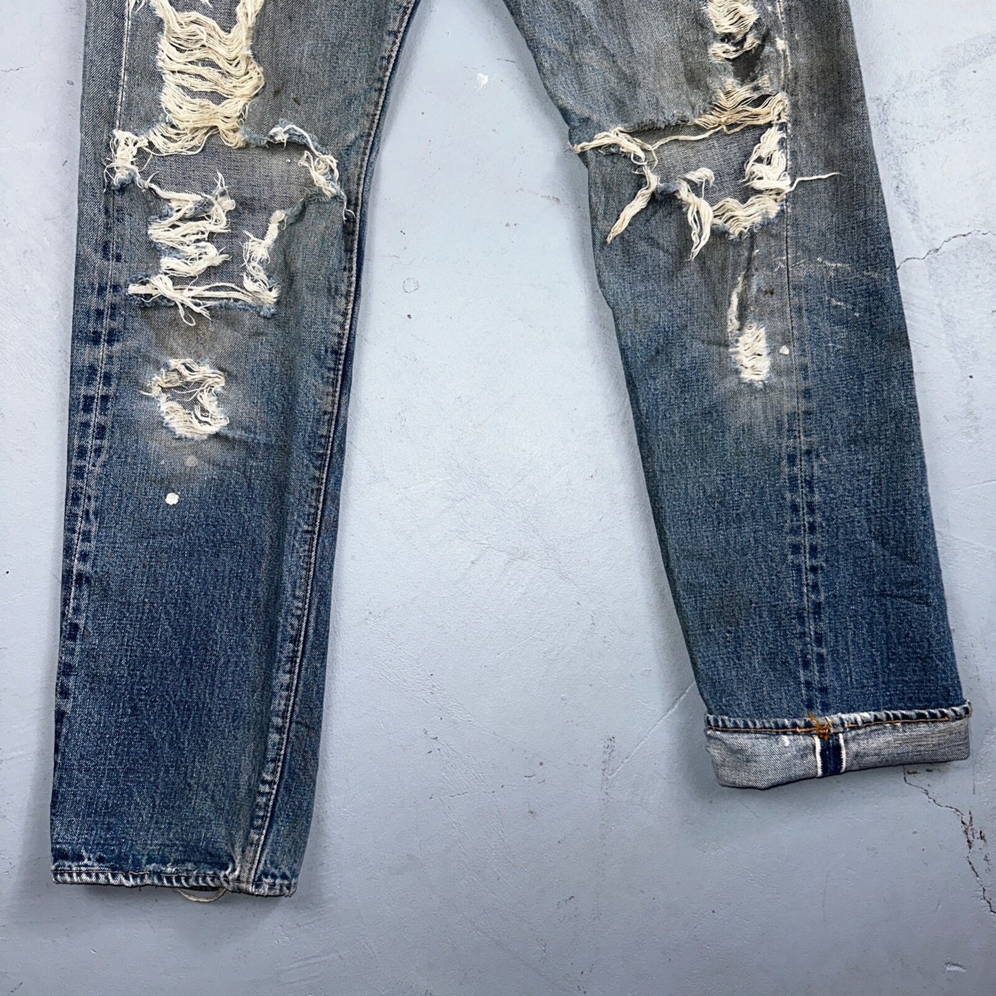 Levis 501 Vintage 70s SS Redline Selvedge USA 66 Jeans Thrashed 31x34 Act 29x30