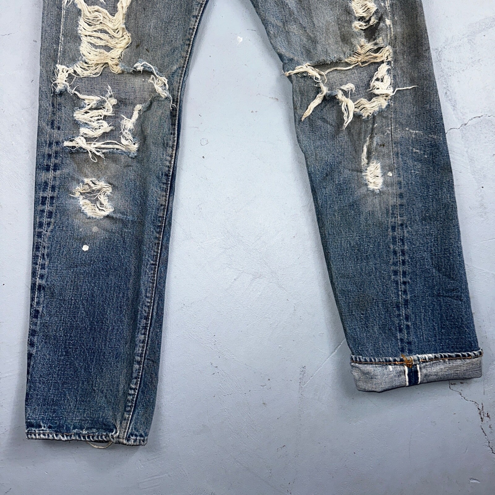 Levis 501 Vintage 70s SS Redline Selvedge USA 66 Jeans Thrashed 31x34 Act 29x30