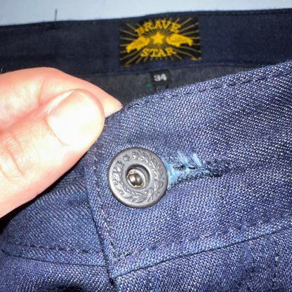 Brave Star Jeans Mens 34 Blue Selvedge Cone Denim Dark Wash Slim Straight USA