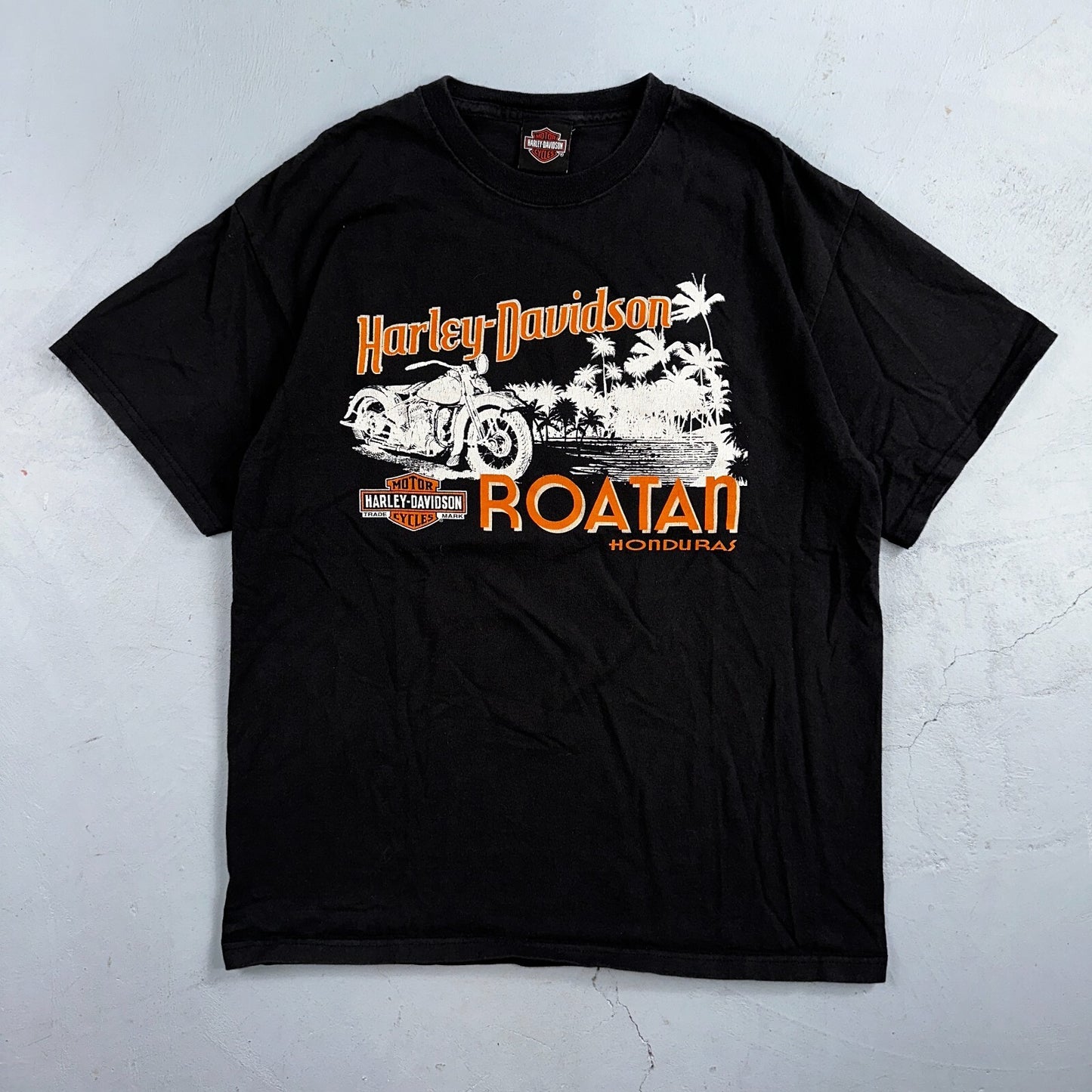 Harley Davidson Roatan VTG T Shirt Hondurs Bike Black Motorcycle Y2K Grunge Cool