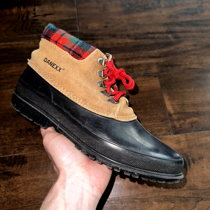 Danexx Black & Plaid Rain/Snowboot Canada Shearling Lined Boots Sz 8 VTG 80s