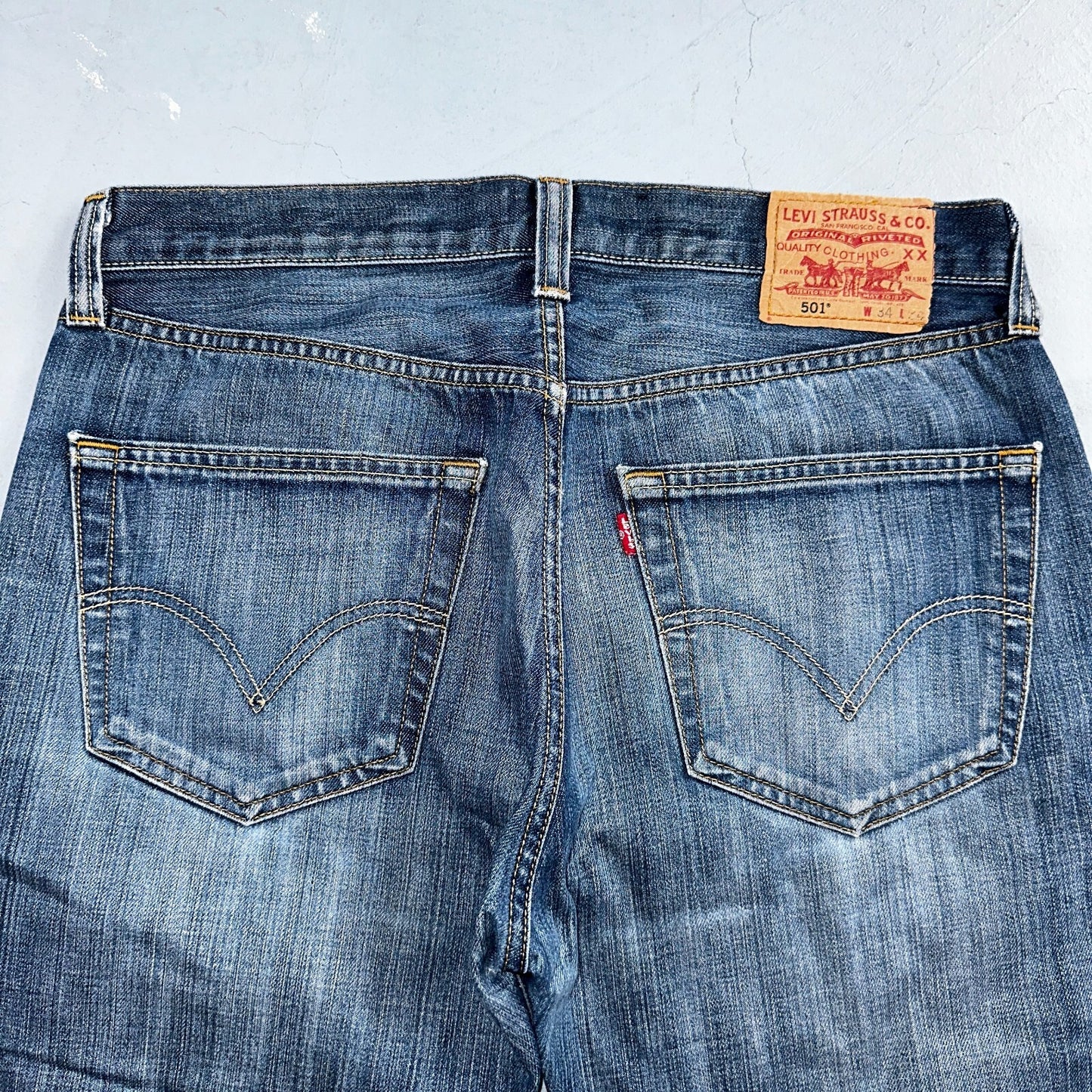 Levis 501 Vintage Y2K XX Straight Leg Jeans Blue Med Wash 34x34 Act 33x27