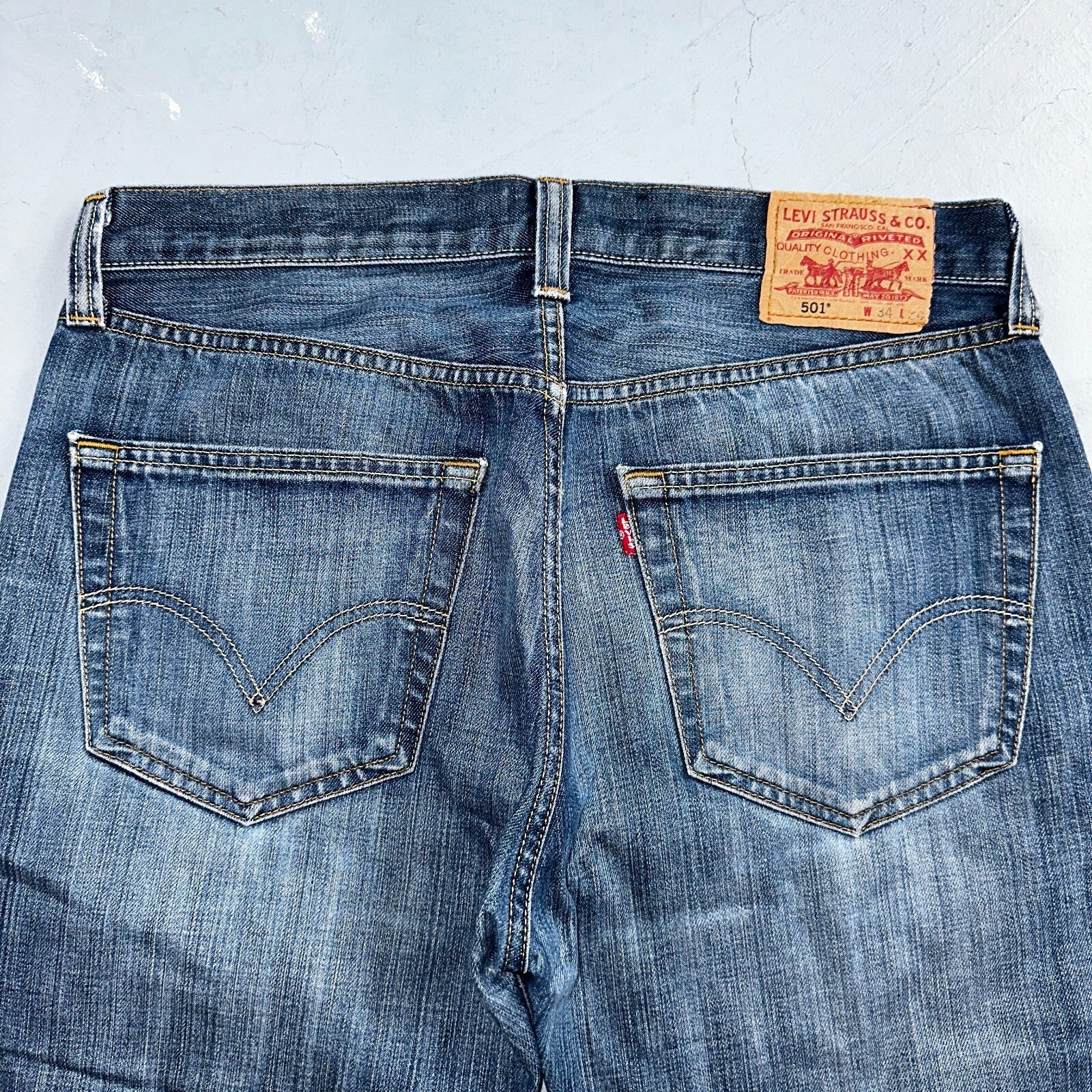 Levis 501 Vintage Y2K XX Straight Leg Jeans Blue Med Wash 34x34 Act 33x27