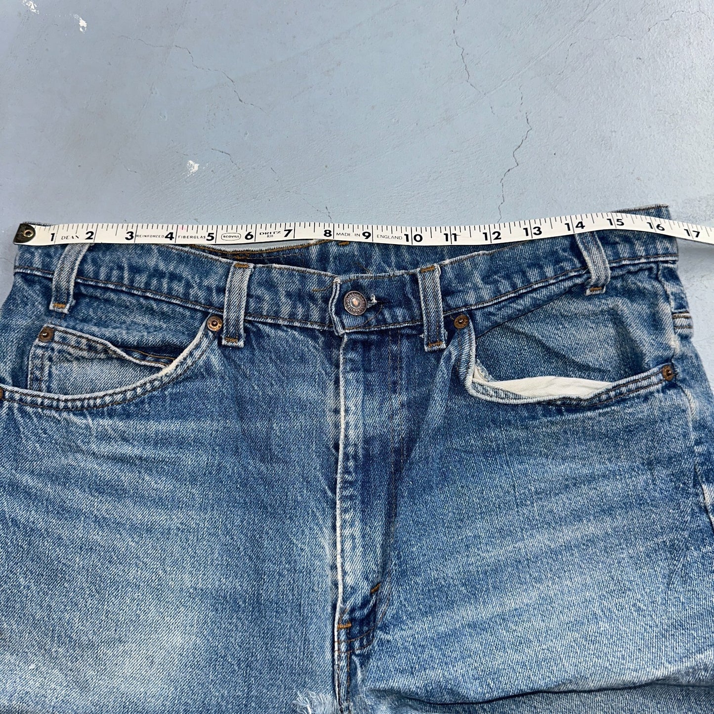 Levis 517 Vintage 80s USA Orange Tab Bootcut Flare Blue Worn Jeans Act 33x29