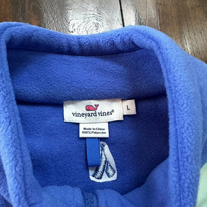 Vineyard Vines Vest Womens Large Blue Whale Zip Fleece Coat Casual Ladies