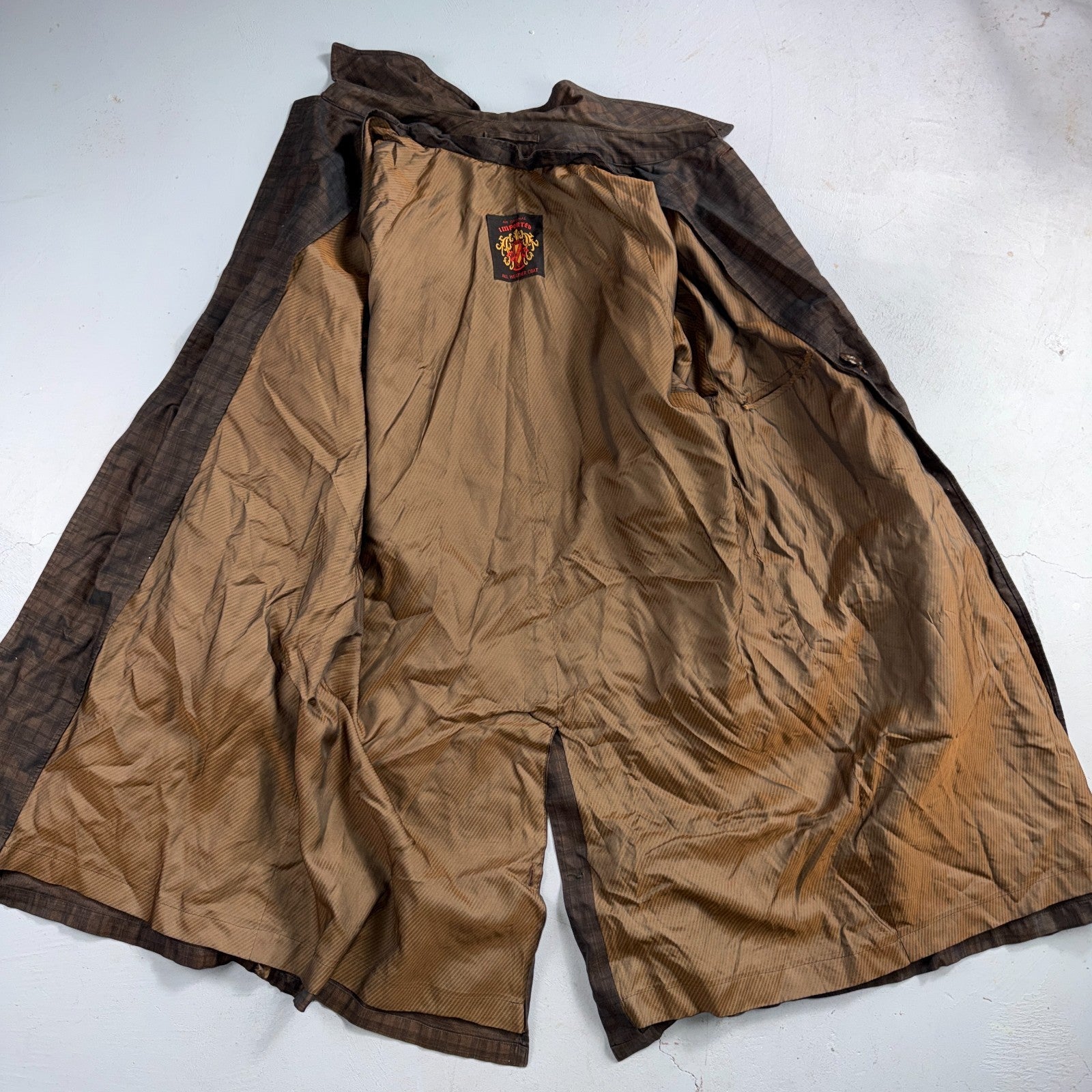 Vintage Size 42 All Weather Trench Coat Men Brown Button Rain Coat 1960s 60s