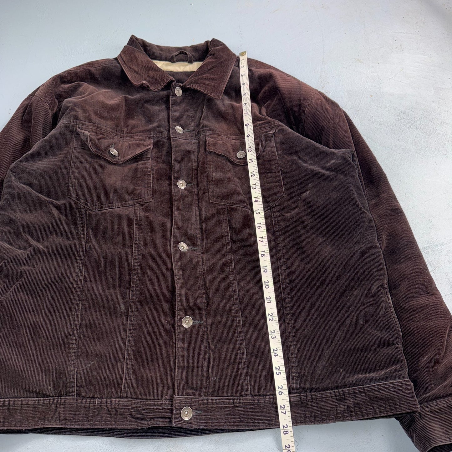 VTG Burnside Corduroy Jacket Size XL Button Front Long Sleeve Brown Outerwear