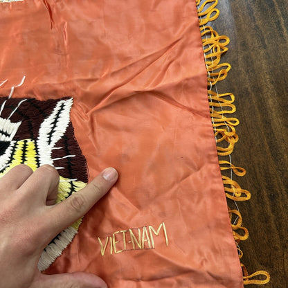 VTG Vietnam Handmade Silk Embroidered Tiger Souvenir Wall Art Collectible Jacket
