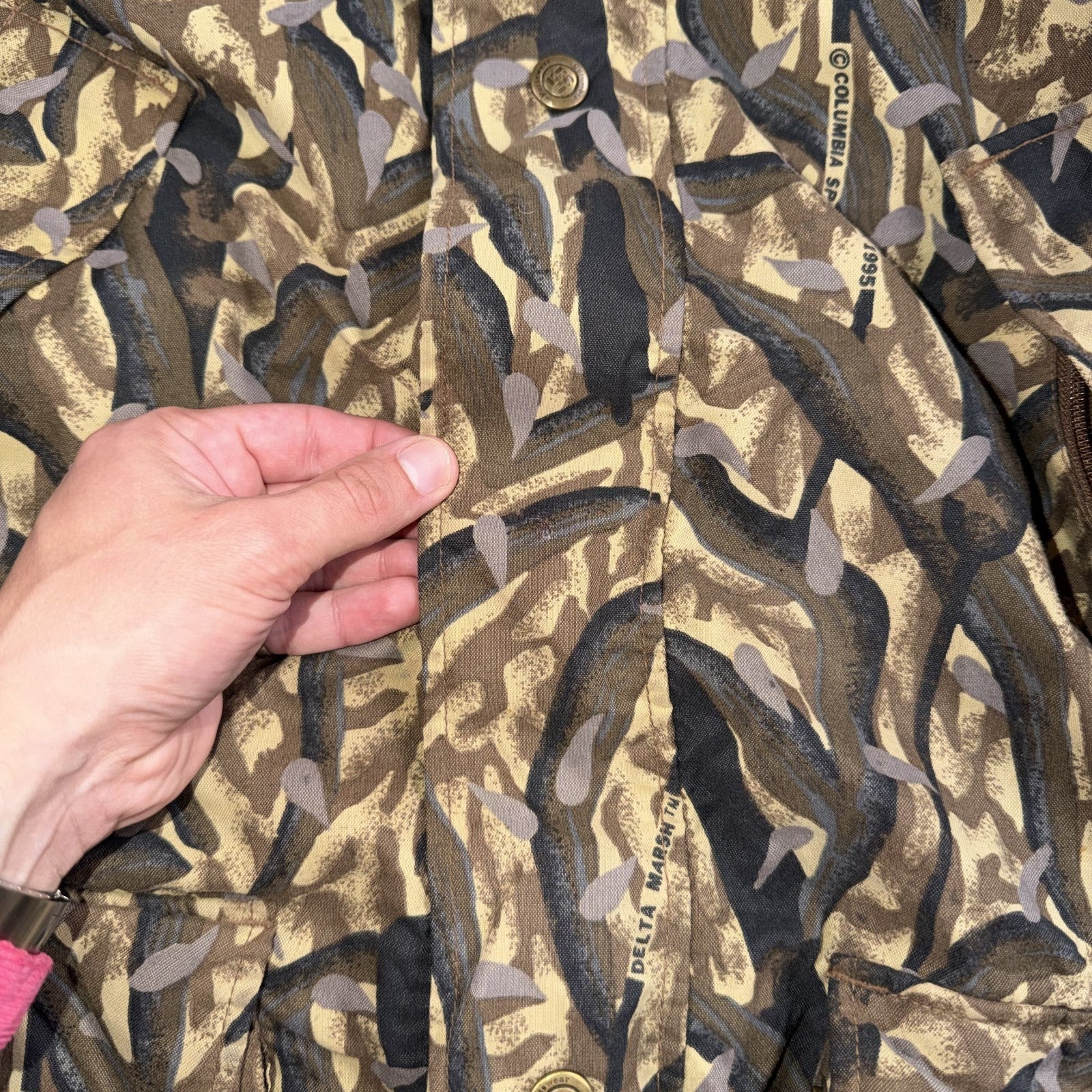 Vintage Columbia Delta Marsh Camo Jacket Men's Large Full Zip Hunting 1995