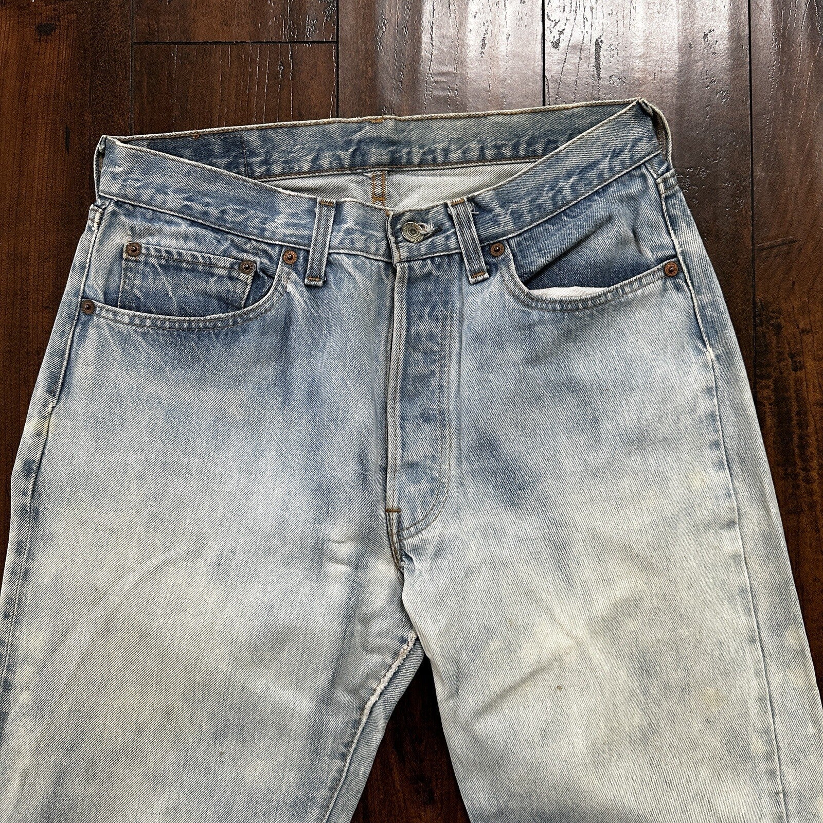 Levis Vintage 80s Redline Selvedge USA 501 XX Jeans Light Wash 32x36 Act 29x31