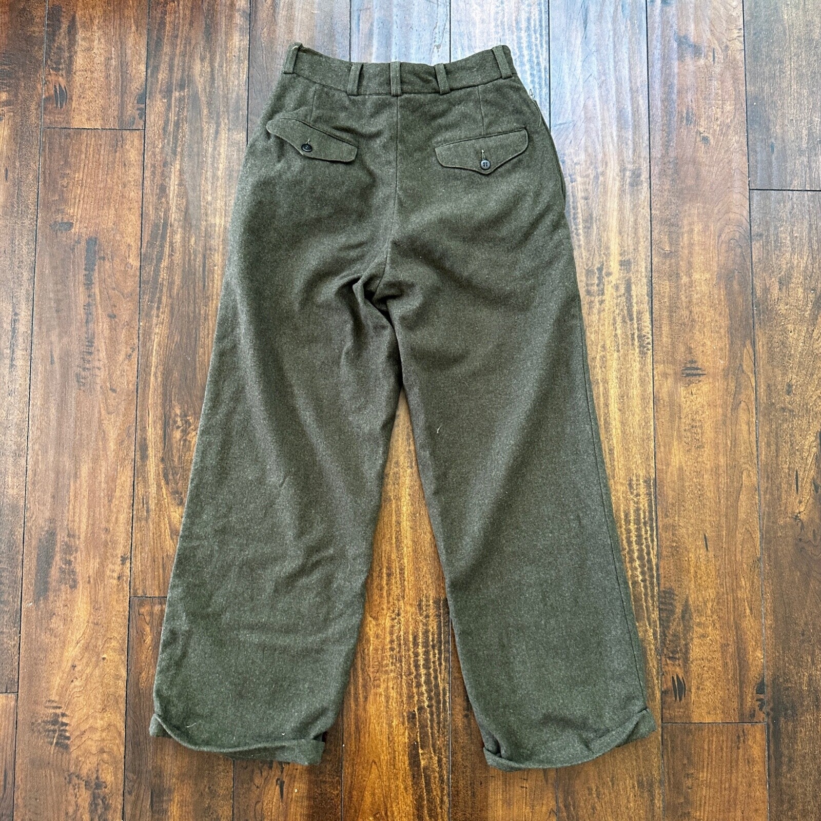 WWII Wool US Army Trousers Pants 25x26 Military 1940s 40s Slacks OG HBT Pockets