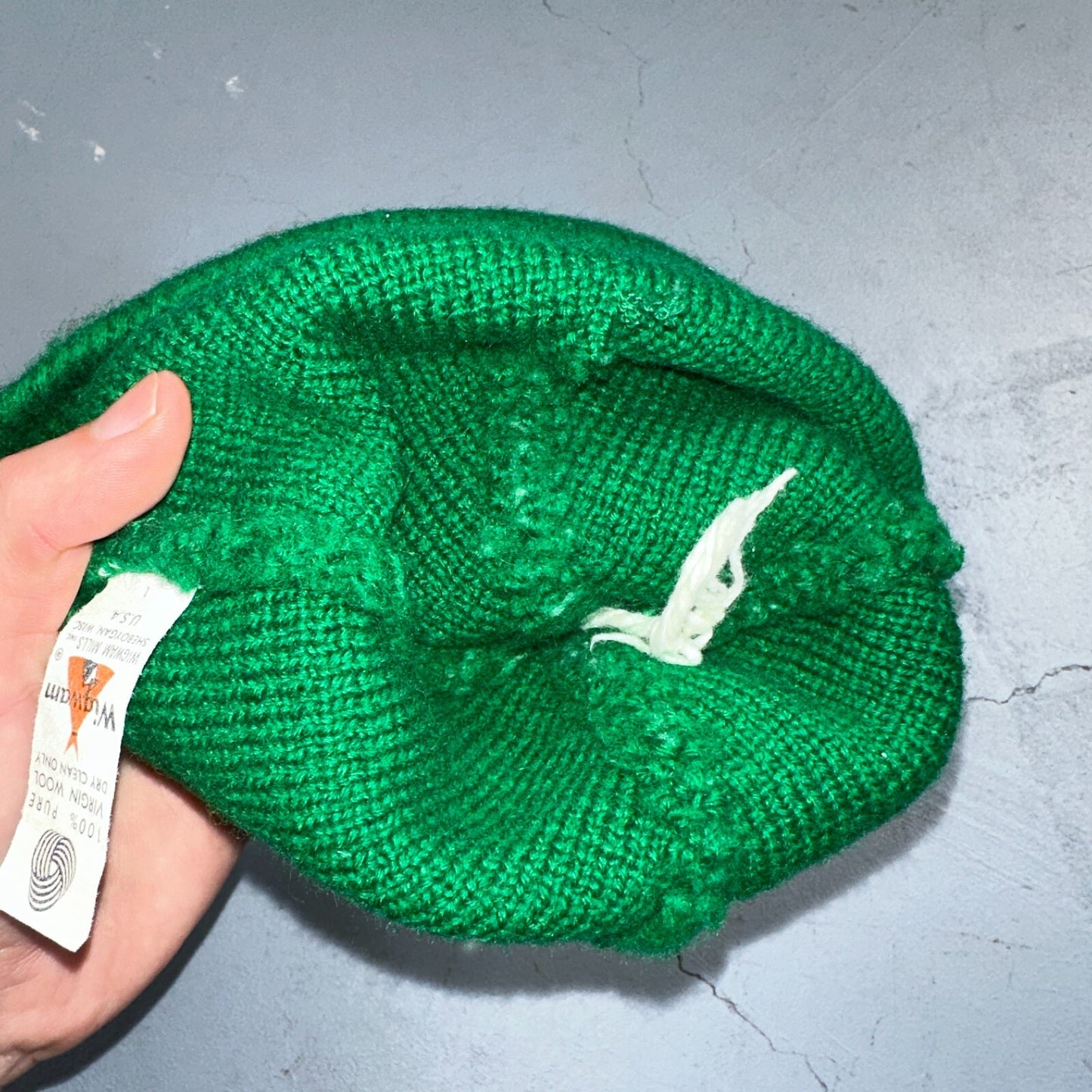 Vintage Wigwam Mills 100% Wool Ski Winter Gear Knit Beanie Hat Red & Blue USA