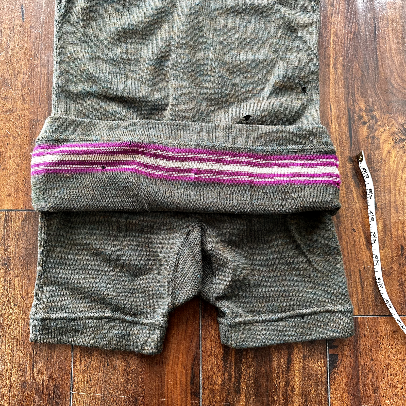 Antique 1920s Green Stripe Wool Bathing Suit Women Swimsuit Art Deco 20s 30s